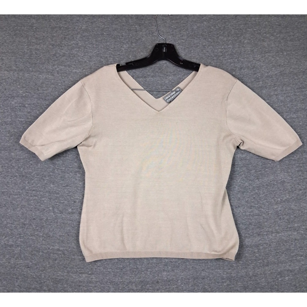 Laura Leigh LTD Womens Sweater Large Tan Silk Nylon Office Casual Stretch